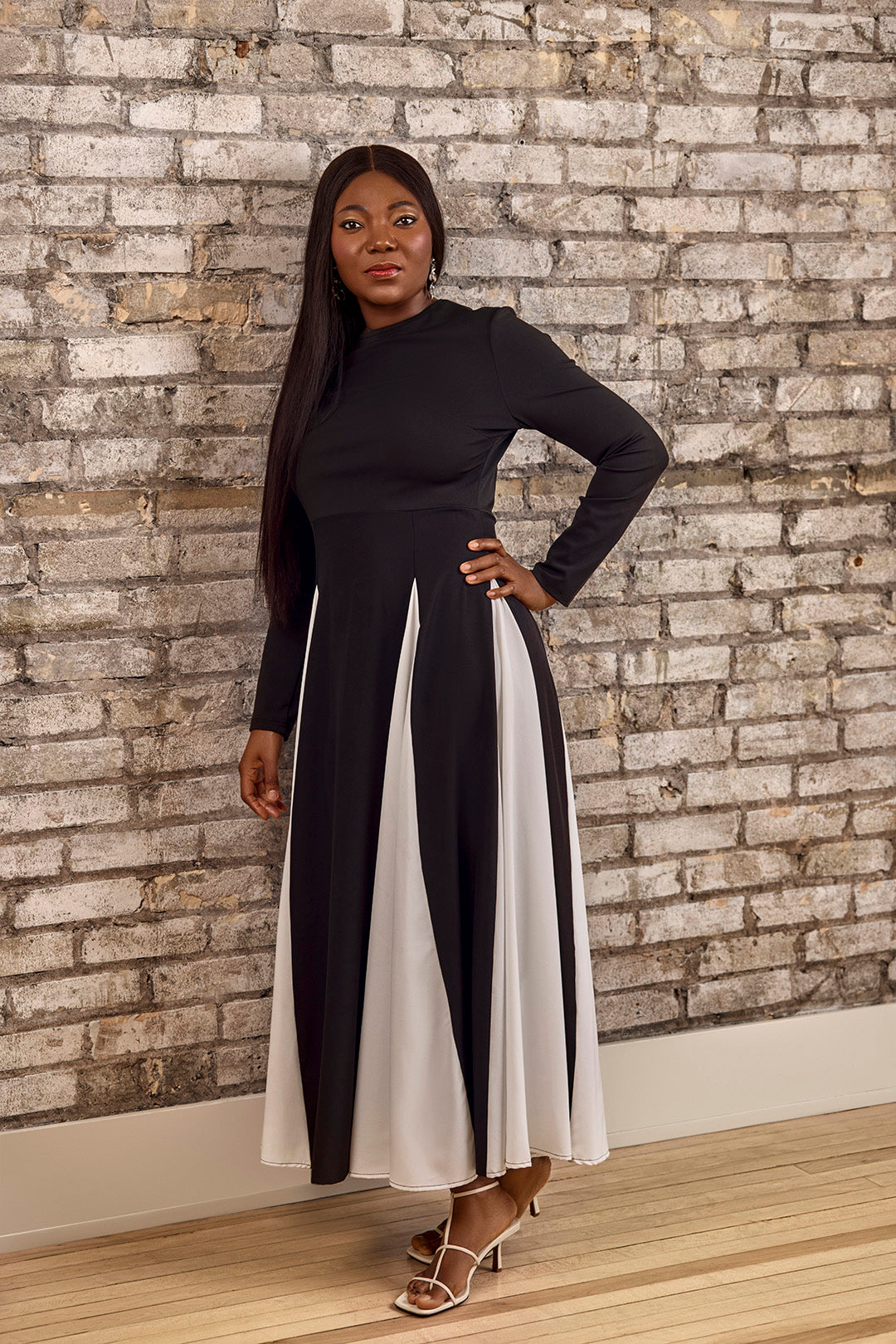 Monochrome Muse Pleated Dress