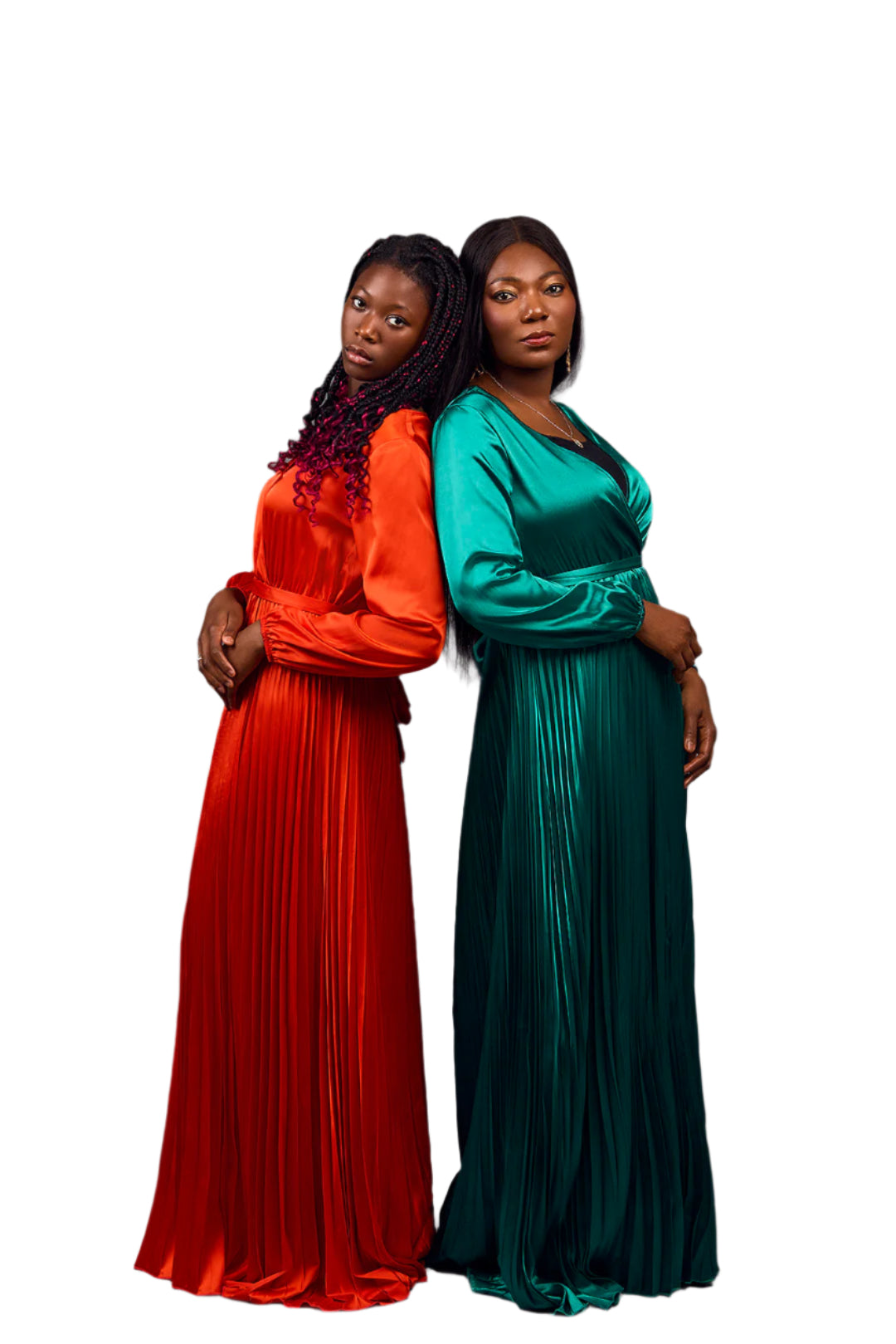 Emerald Radiance Pleated Gown