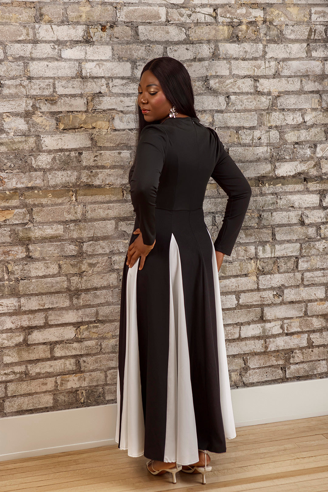 Monochrome Muse Pleated Dress