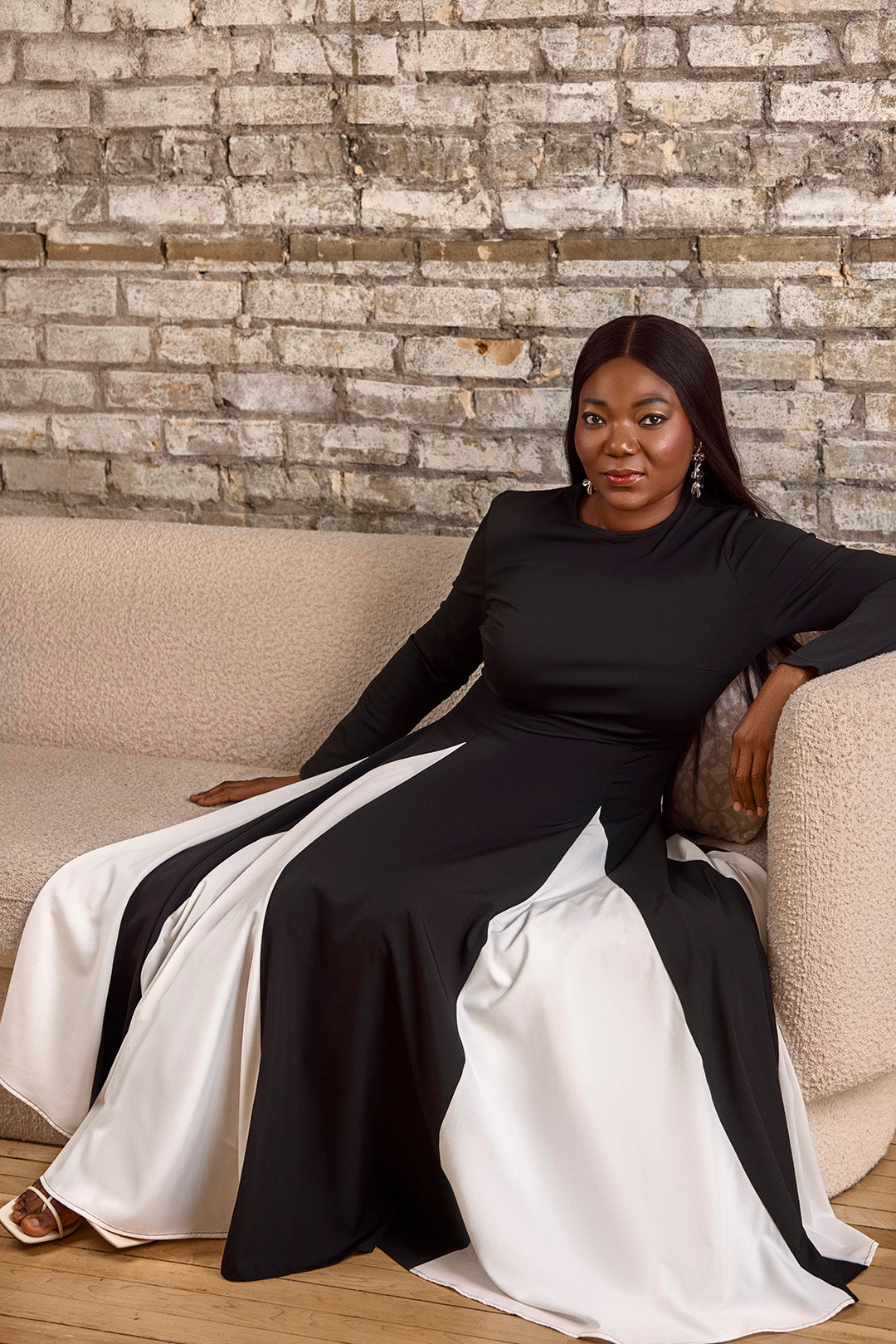 Monochrome Muse Pleated Dress